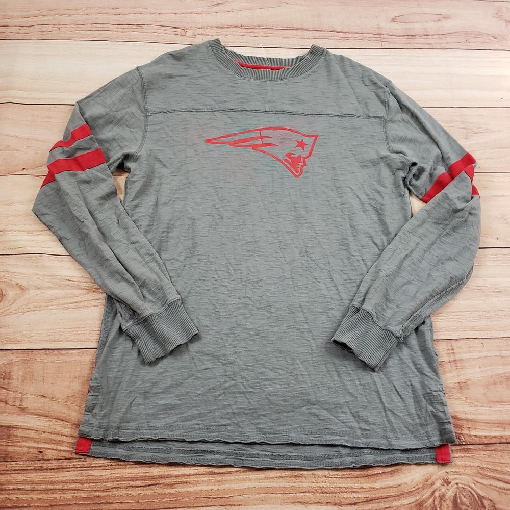New England Patriots Shirt Mens Large Gray Red Football Outdoors Heavyweight L